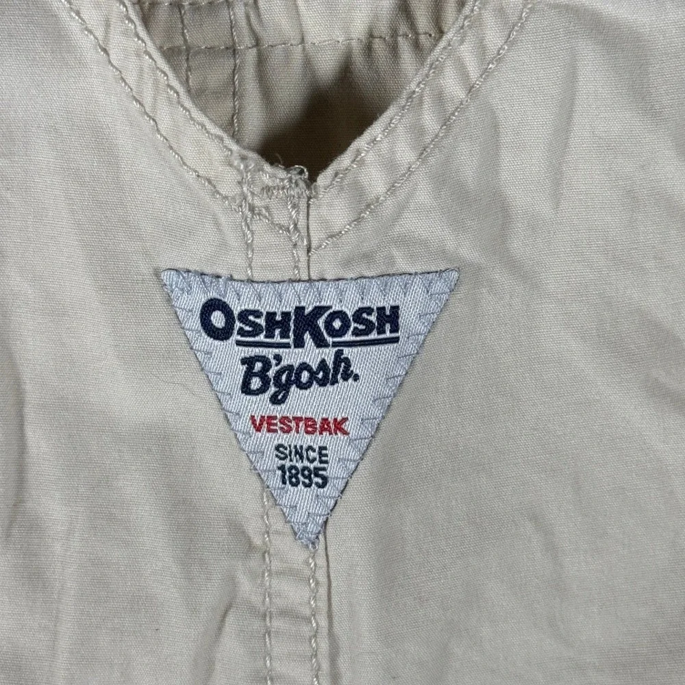 OshKosh B'gosh Baby Boy 9M Khaki Nautical Crab Seagull Vestbak Cotton Shortalls